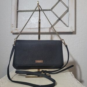 Kate Spade New York Black Saffiano Leather Double Handle Crossbody  Shoulder Bag
